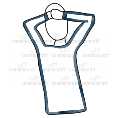 Person Waist Back Hands Behind Head Blue