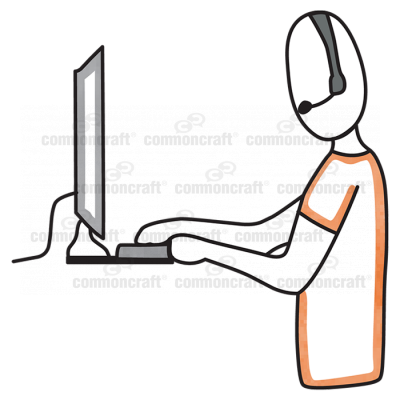 Person Waist Profile Headset Computer Orange Person Waist Profile Headset Computer Orange